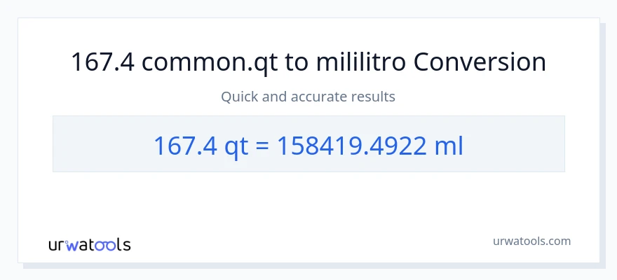 167.4 Quarts patungong mga mililitro na conversion