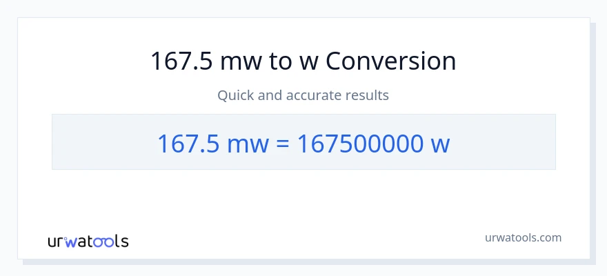 167.5 mga megawatt patungong watts na conversion