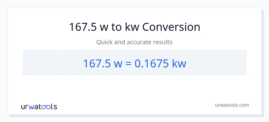 167.5 watts patungong kilowatts na conversion
