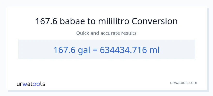 167.6 Mga galon patungong mga mililitro na conversion