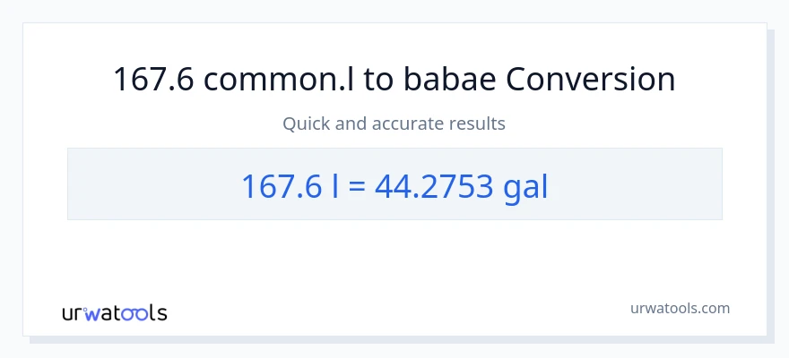 167.6 Liters patungong Mga galon na conversion