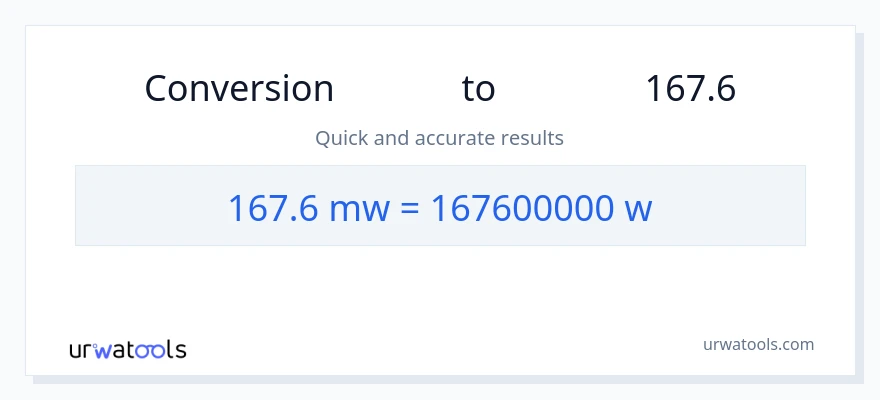 تبدیل 167.6 مگاوات به وات