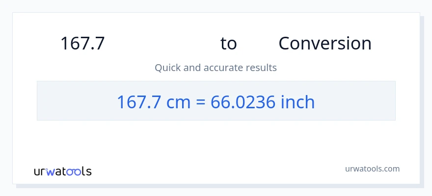 167.7 સેન્ટીમીટર થી ઇંચ રૂપાંતર