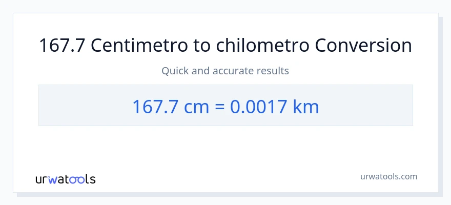 Conversione da 167.7 Centimetri a chilometri