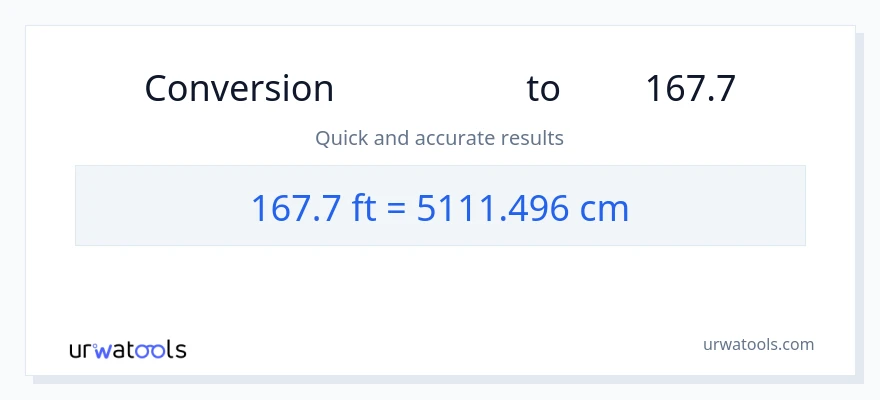 تبدیل 167.7 پاها به سانتی‌متر