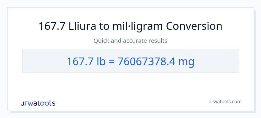 Conversió de 167.7 Lbs a mil·ligrams