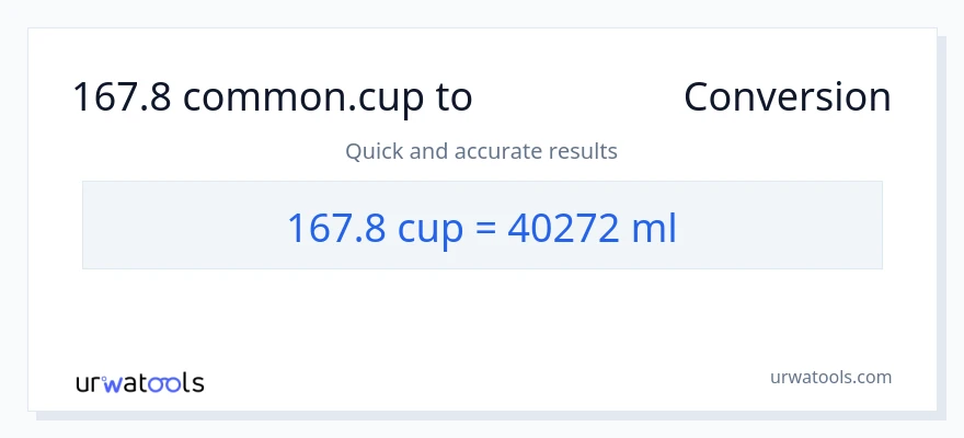 تبدیل 167.8 فنجان‌ها به میلی‌لیتر