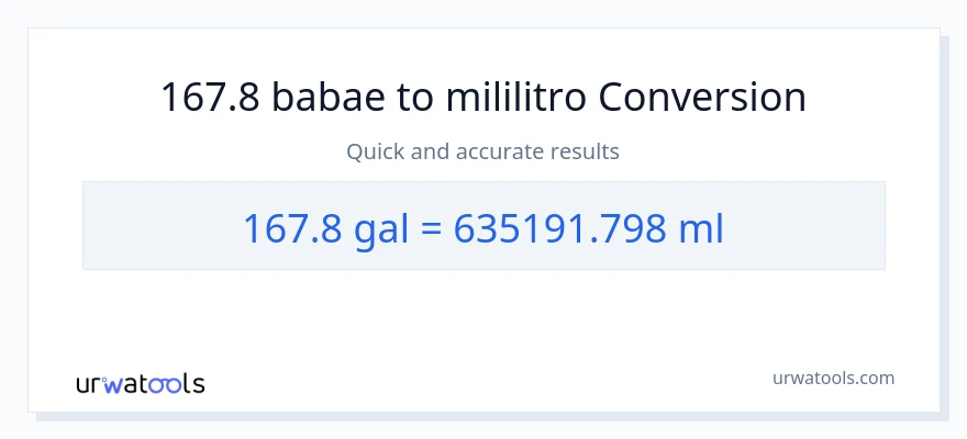 167.8 Mga galon patungong mga mililitro na conversion