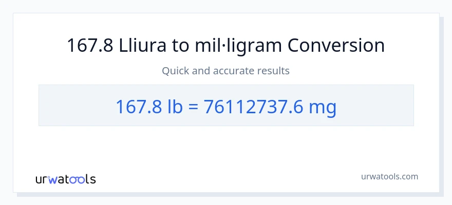 Conversió de 167.8 Lbs a mil·ligrams