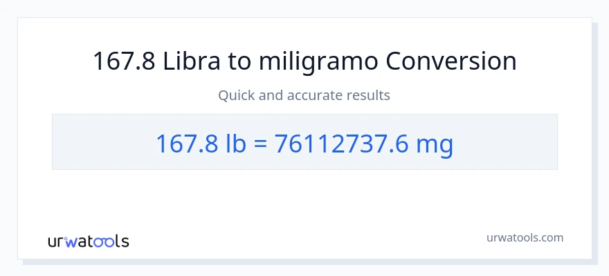 167.8 Lbs patungong miligramo na conversion