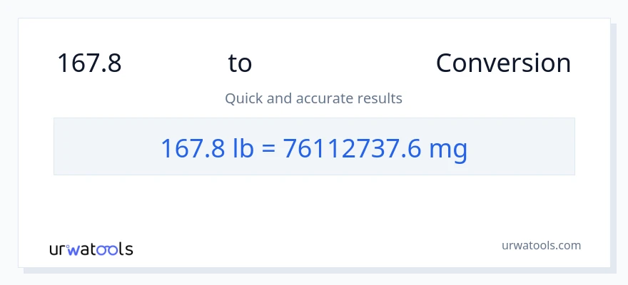 167.8 Lbs ൽ നിന്ന് മില്ലിഗ്രാം ലേക്ക് പരിവർത്തനം