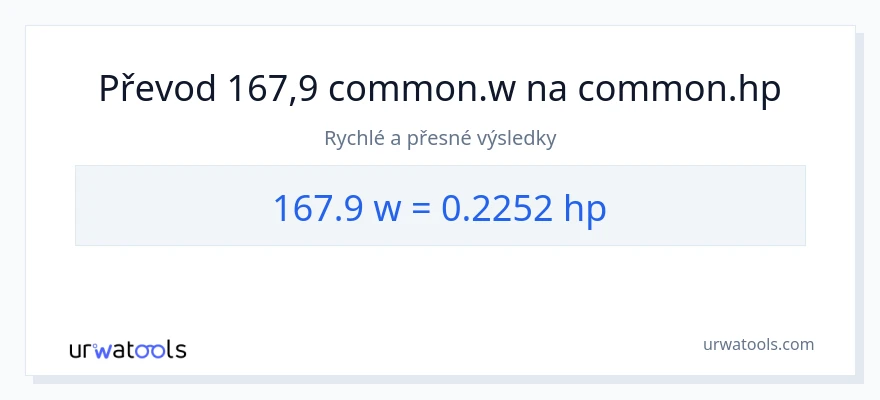 Konverze z watty na koňská síla: 167.9