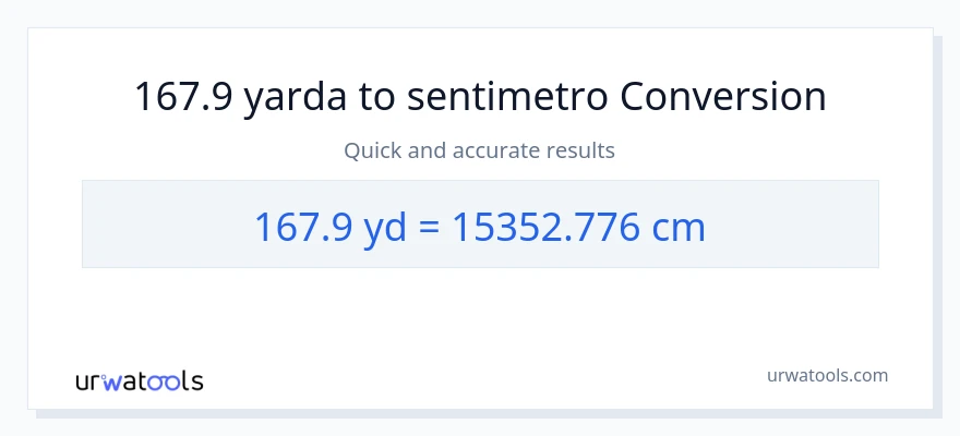 167.9 yarda patungong Mga Sentimetro na conversion