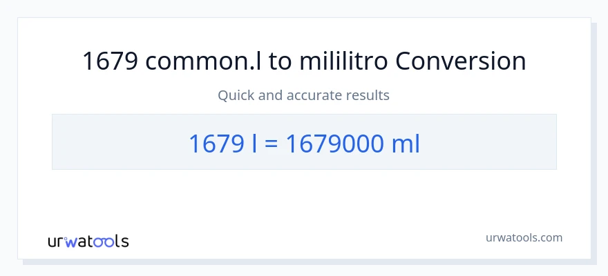 1679 Liters patungong mga mililitro na conversion