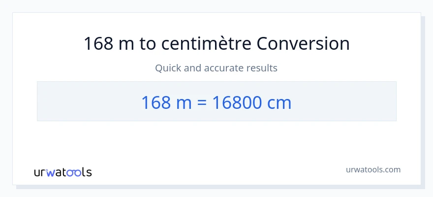 Conversion 168 Mètres vers Centimètres