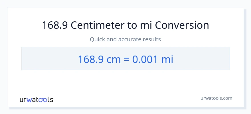 168.9 Centimeter til miles konvertering