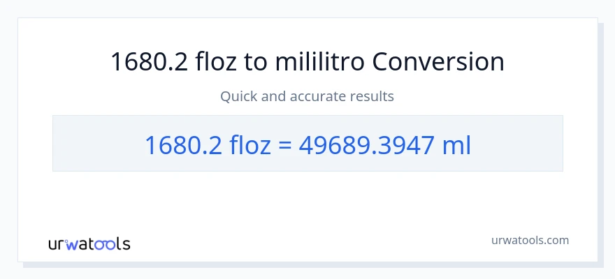1680.2 mga onsa ng likido patungong mga mililitro na conversion