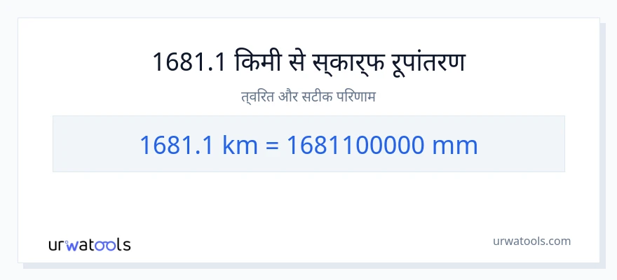 1681.1 किलोमीटर से मिलीमीटर रूपांतरण