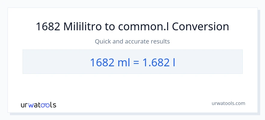 1682 mga mililitro patungong Liters na conversion