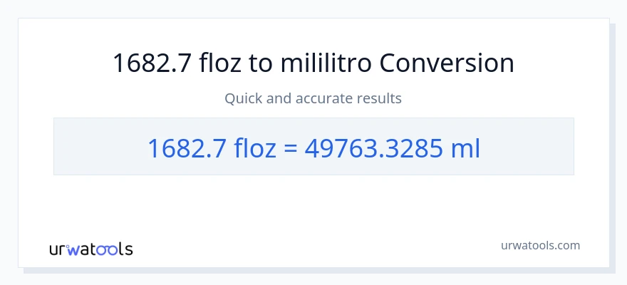 1682.7 mga onsa ng likido patungong mga mililitro na conversion