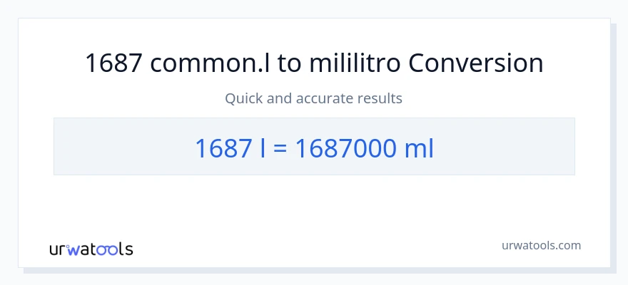 1687 Liters patungong mga mililitro na conversion