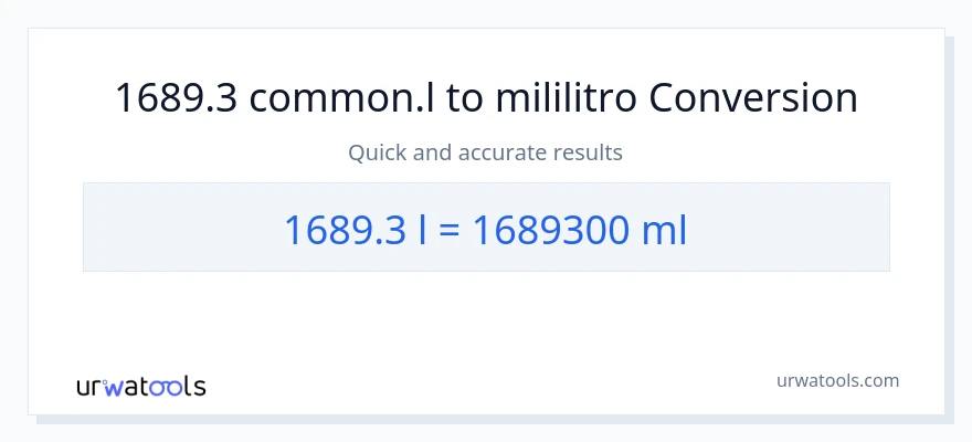 1689.3 Liters patungong mga mililitro na conversion