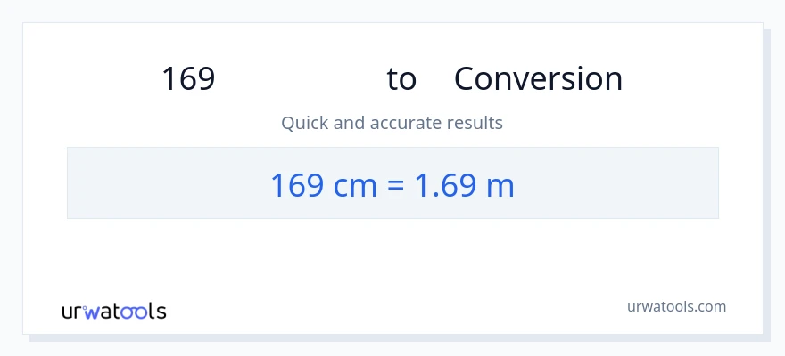 การแปลง 169 เซนติเมตร เป็น มิเตอร์