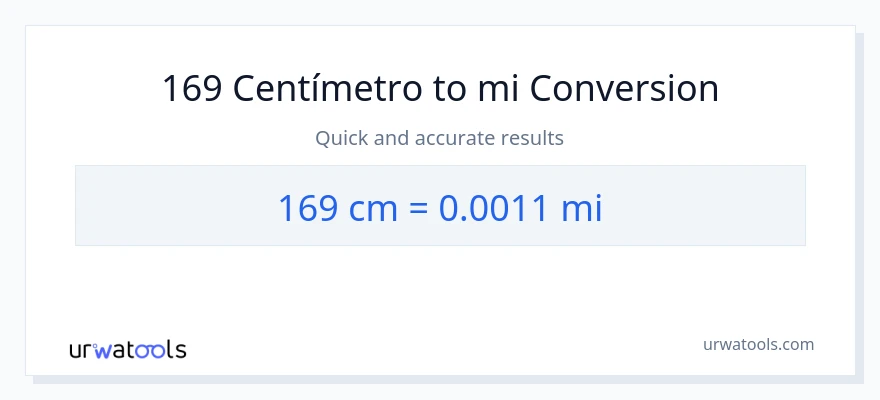 Conversión de 169 Centímetros a millas