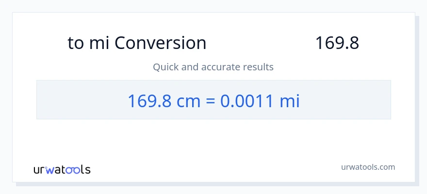 169.8 سینٹی میٹر سے میل کی تبدیلی