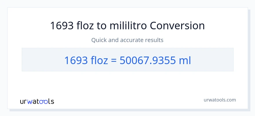 1693 mga onsa ng likido patungong mga mililitro na conversion