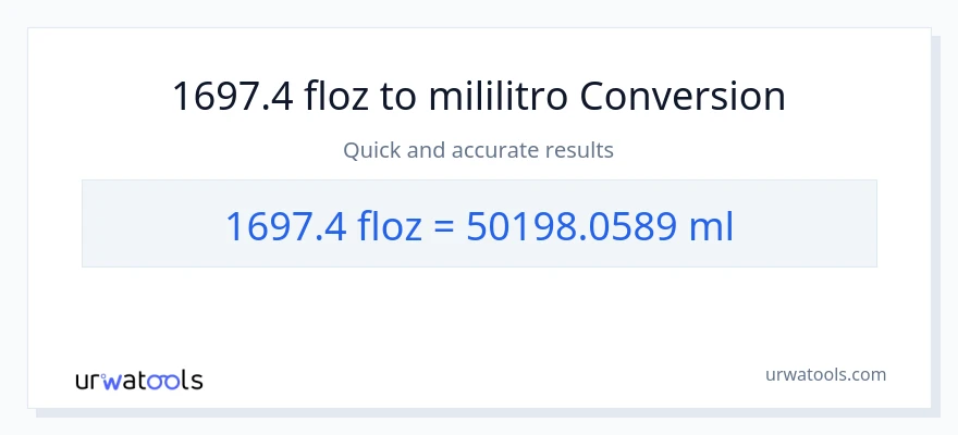 1697.4 mga onsa ng likido patungong mga mililitro na conversion