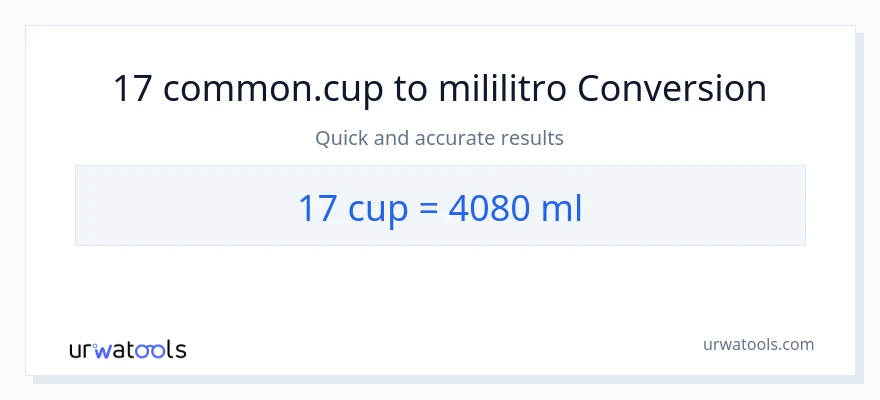 17 mga tasa patungong mga mililitro na conversion