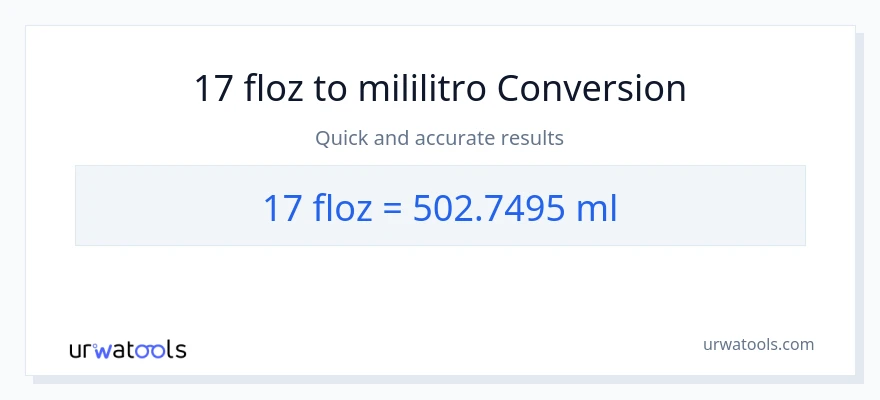 17 mga onsa ng likido patungong mga mililitro na conversion