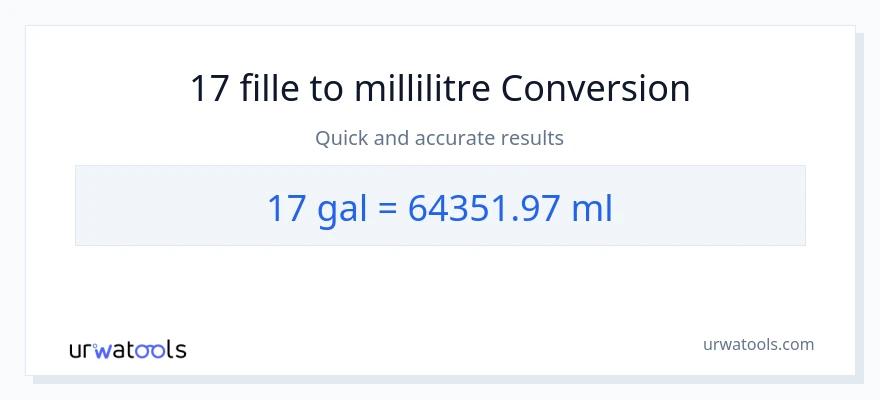 Conversion 17 Gallons vers millilitres