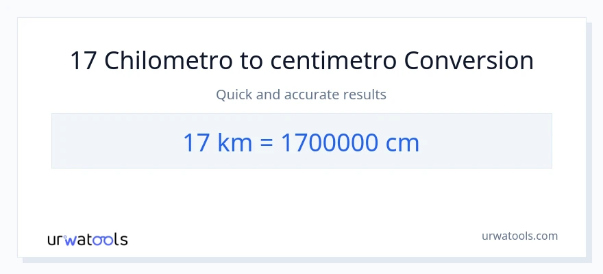 Conversione da 17 chilometri a Centimetri