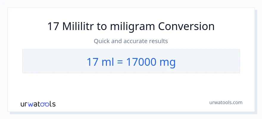 Konwersja 17 mililitry do miligramy