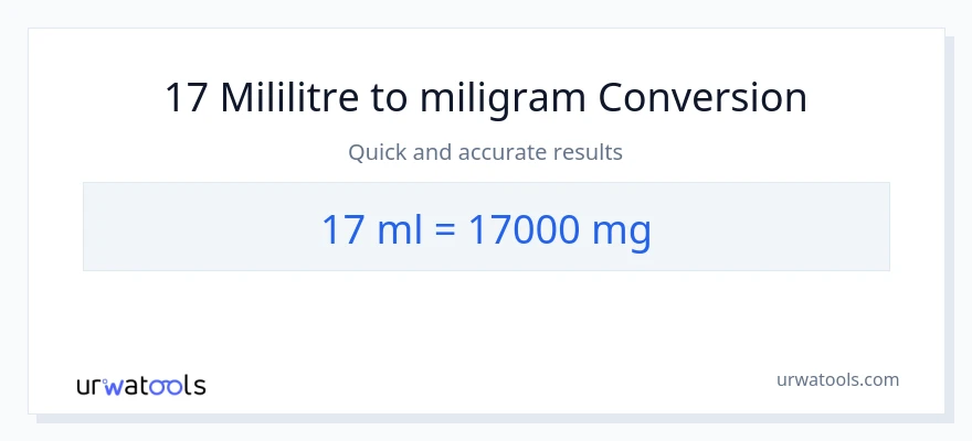 17 mililitre'den miligram'e dönüşüm