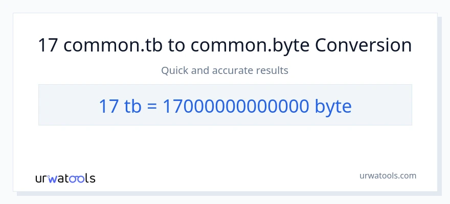 17 Terabytes patungong Bytes na conversion
