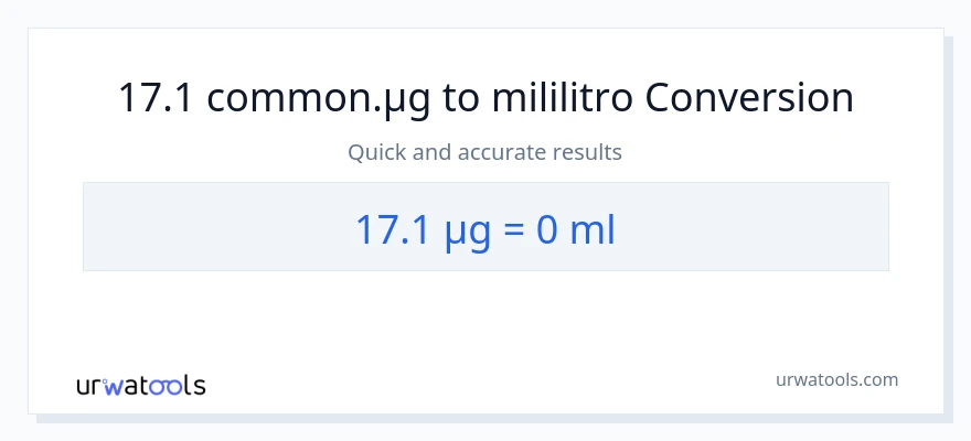 17.1 mga mikrogramo patungong mga mililitro na conversion