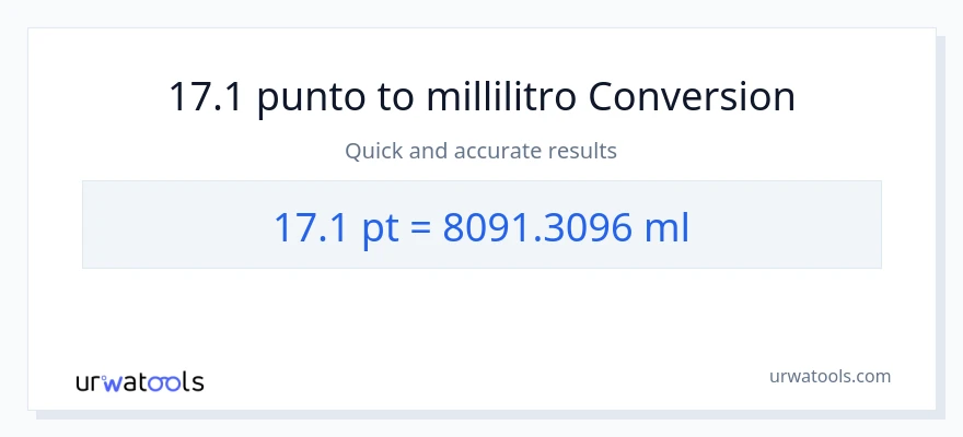 Conversione da 17.1 Pints a millilitri