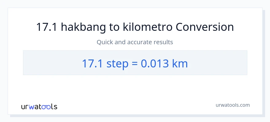 17.1 mga hakbang patungong Kilometro na conversion