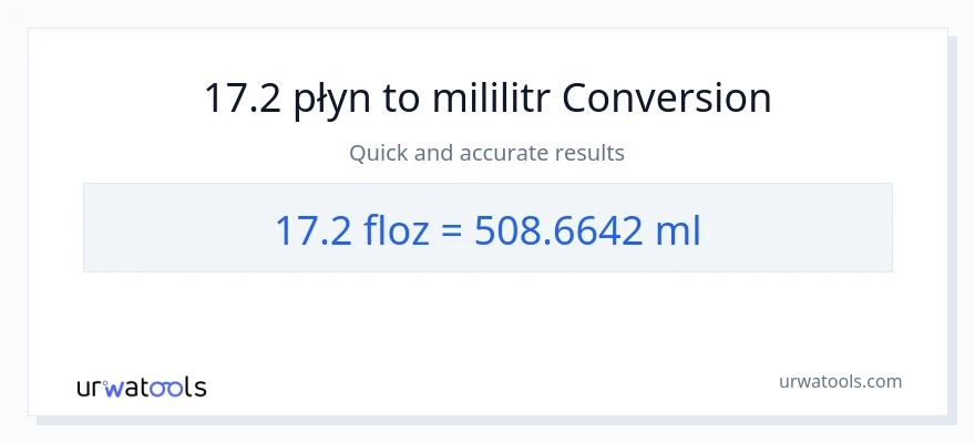 Konwersja 17.2 uncje płynu do mililitry