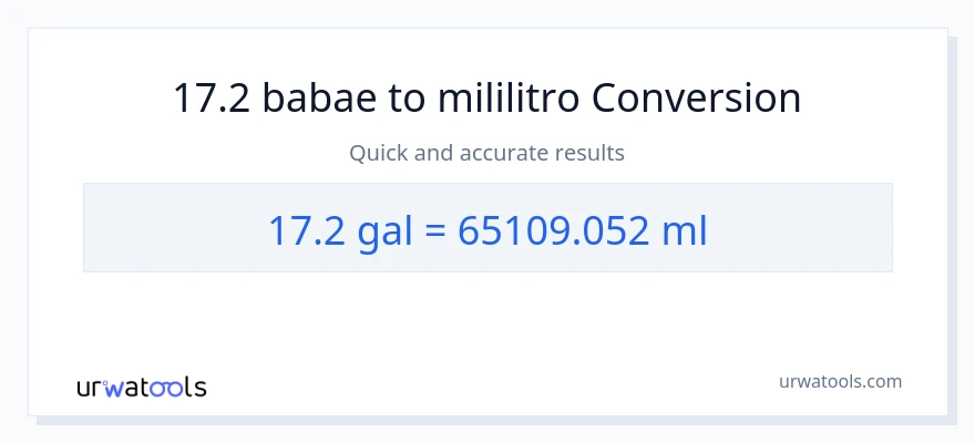 17.2 Mga galon patungong mga mililitro na conversion