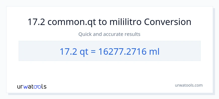 17.2 Quarts patungong mga mililitro na conversion