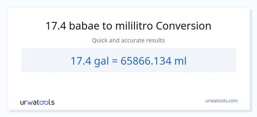17.4 Mga galon patungong mga mililitro na conversion