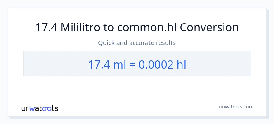 17.4 mga mililitro patungong Hls na conversion