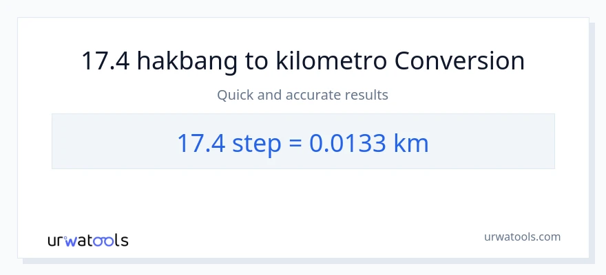 17.4 mga hakbang patungong Kilometro na conversion