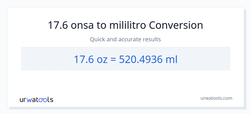 17.6 Mga onsa patungong mga mililitro na conversion