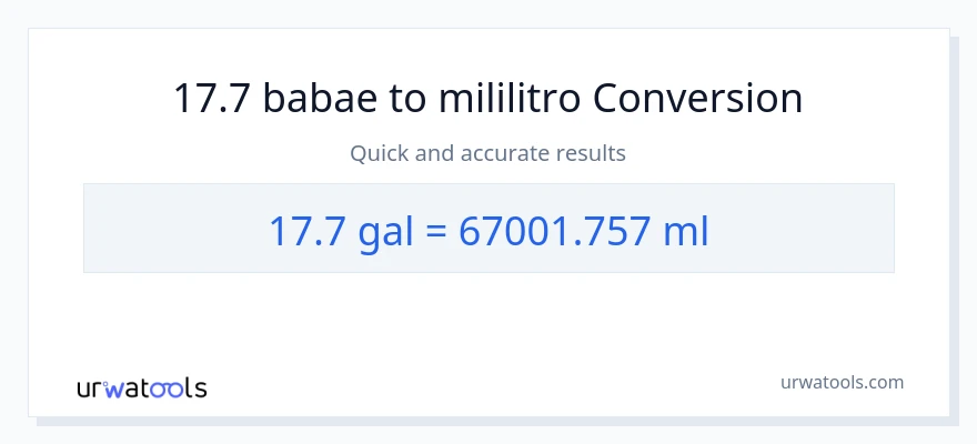 17.7 Mga galon patungong mga mililitro na conversion