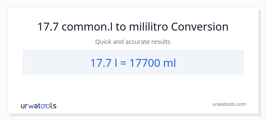 17.7 Liters patungong mga mililitro na conversion